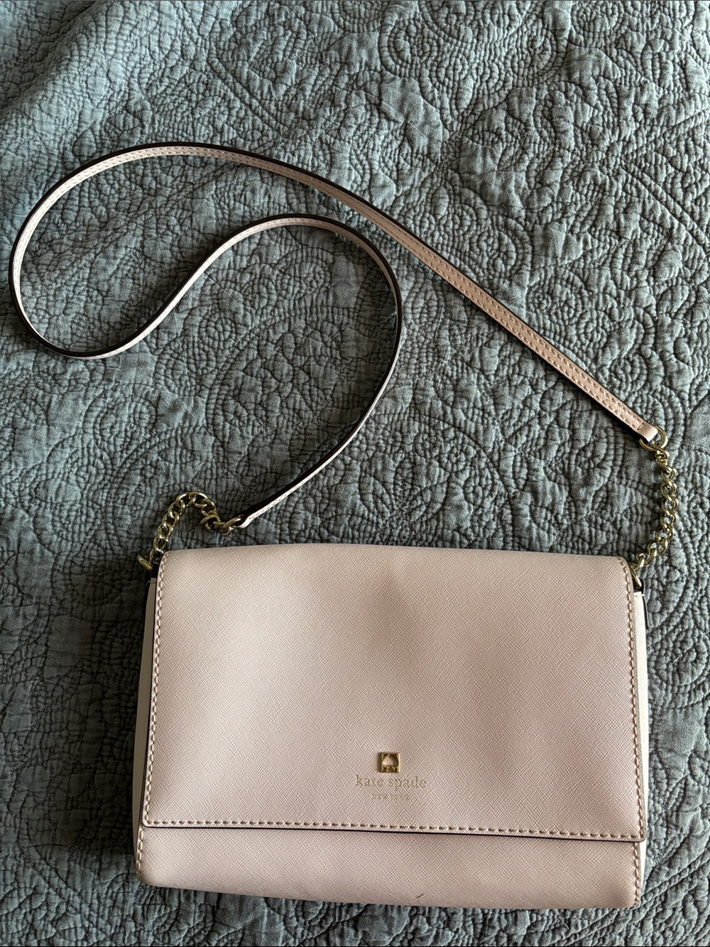 kate spade Powder Blush Leather Crossbody with Gold Chain